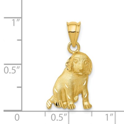 Pre-owned Superdealsforeverything Real 14kt Yellow Gold Dog Charm