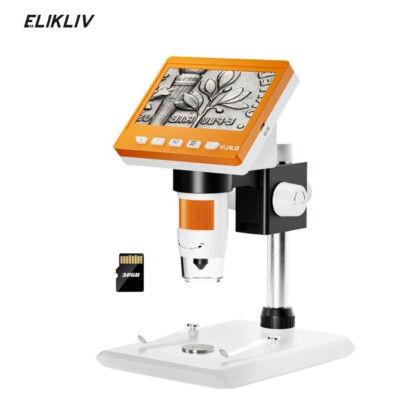 Elikliv USB Digital Microscope 1000X 4.3'' LCD Screen LED Coin Jewelry Magnifier