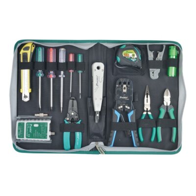 Pro'sKit PK-4013 Network Tool Kit: Cable Tester/Crimps/Strips/Pliers/Screwdriver