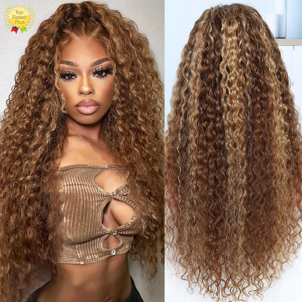 Highlight Ombre 13&times;4HD Lace Front Wig Human Hair 5/27 Honey Blonde Deep Wave Wig