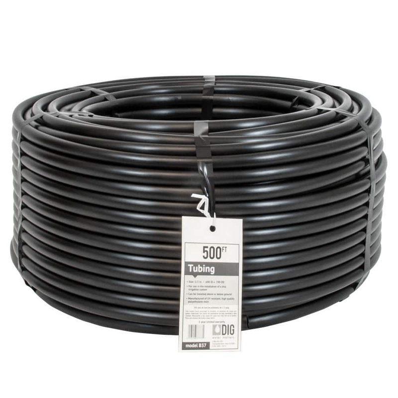 DIG Drip Irrigation Tubing Poly Pipe 700 OD 500 Ft Black Supply Line Garden Hose