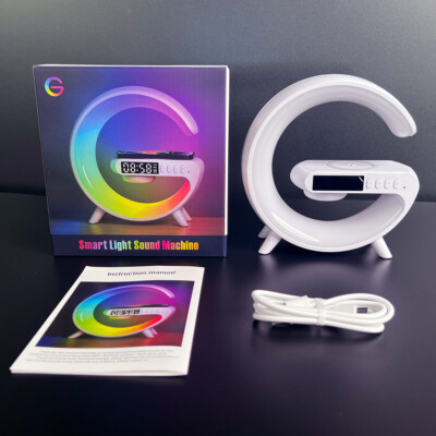 Alarm Clock Bluetooth Speaker Wireless Charger RGB Night Light Atmosphere Lamp