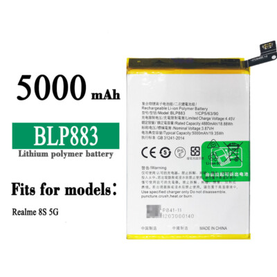 100% New Battery For Oppo Realme 8S 5G BLP883 5000mAh Mobile Phone Internal