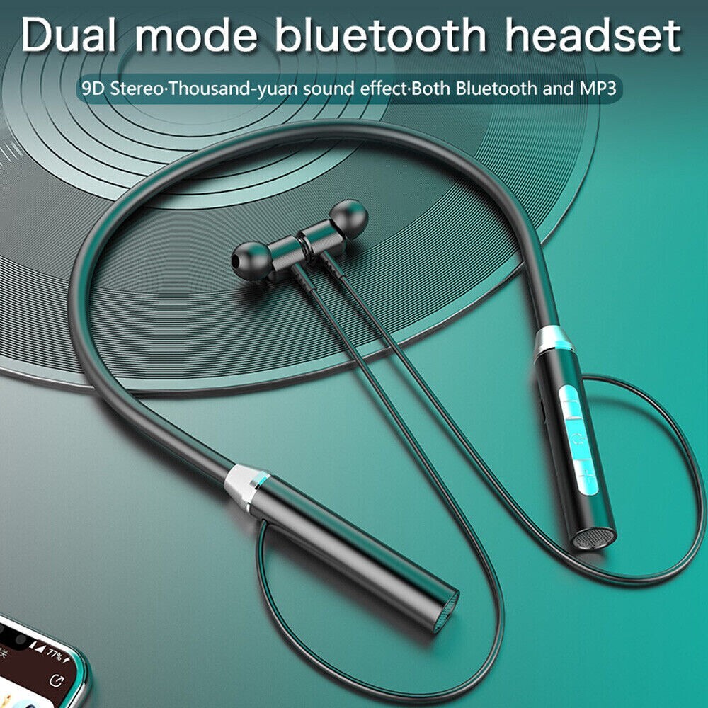 New Bluetooth Neckband Wireless Headphones Mic Headset Stereo Earbuds Earphone