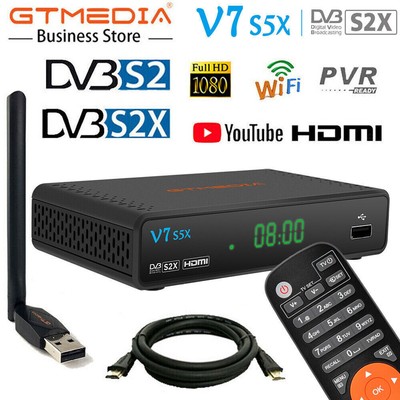 DVB-S/S2/S2X Satellite Receiver HDTV PVR Tuner Set Top Box Media Play w/USB WIFI