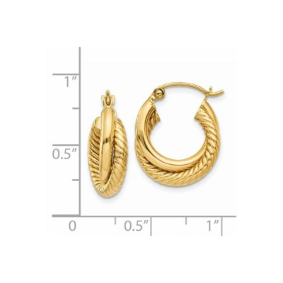 Pre-owned Superdealsforeverything Real 14kt Yellow Gold Polished Twisted Double Hoop Earrings