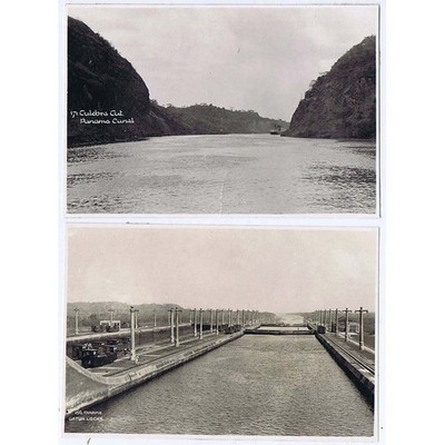 PANAMA CANAL Scenes on the Canal 2 x Vintage Photographs c1936