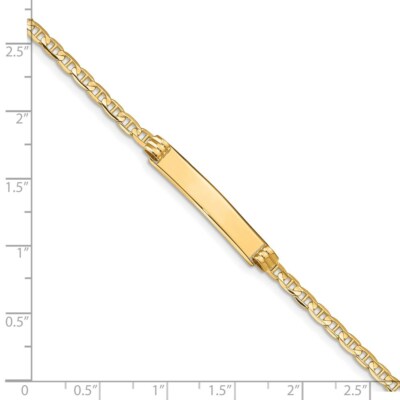 Pre-owned Superdealsforeverything Real 14kt Yellow Gold Anchor Id Chain Bracelet; 7 Inch; Lobster Clasp