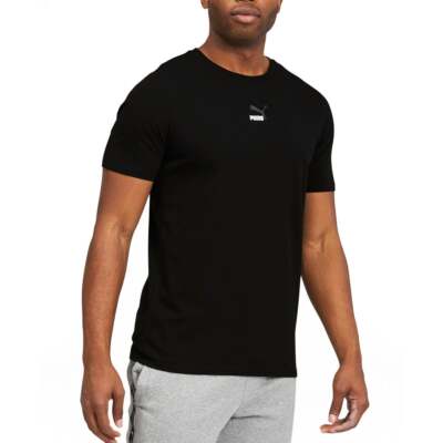 

Puma Elevate Tape Crew Neck Футболка с коротким рукавом Мужские черные повседневные топы 531075-0, Черный, Puma Elevate Tape Crew Neck Short Sleeve T-Shirt