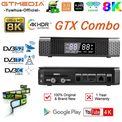 8K FTA Satellite DVB-S2/S2X/ATSC TV Receiver Android Smart TV Box 4:2:2 PVR CI+