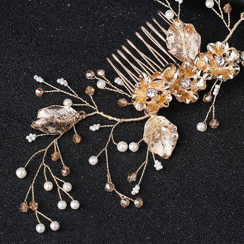 Wedding Pearl Crystal Flower Hair Pins Clips Bridesmaid Side Comb