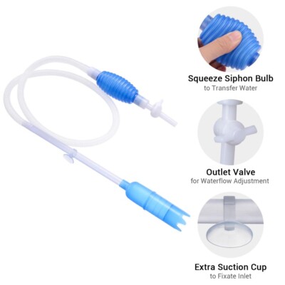 Aquarium Vacuum Gravel Cleaner Siphon Flow Control Water Change Fish Tank Filter