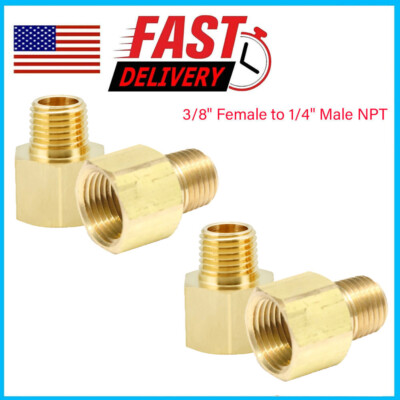 4Pcs Solid Brass Pipe Fitting Adapter 3/8'' Female to 1/4'' Male NPT Reducer US
