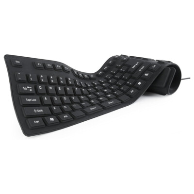Waterproof Silicone Keyboard Foldable Flexible USB Dustproof DirtProof Full Size