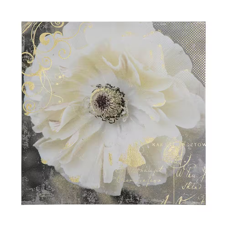 Wall Art Canvas Floral Print Yosemite Home Decor Floral Ivory Taupe Gray 20x20in