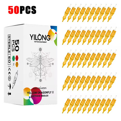50pcs/box Cartridge Tattoo Needles Yellow Dragonfly  II For Pen Machine