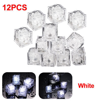 12X Bar Glowing LED Ice Cubes Flash Light Wine Glass Decorate For Party Wedding 