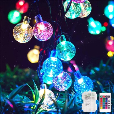 Metaku RGB Globe String Lights Fairy Lights Battery Operated 26ft 60LED Strin...