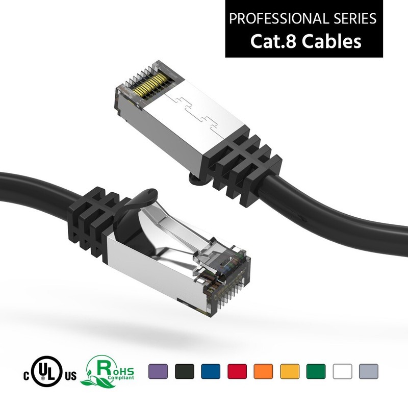 CAT8 SH/FTP  PATCH CABLE 2GHz  26AWG   0.5,1,2,3,5,7,10 FT  9 colors 2PACK