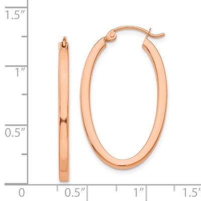 Pre-owned Superdealsforeverything Real 14kt Rose Gold Polished Oval Tube Hoop Earrings In Pink