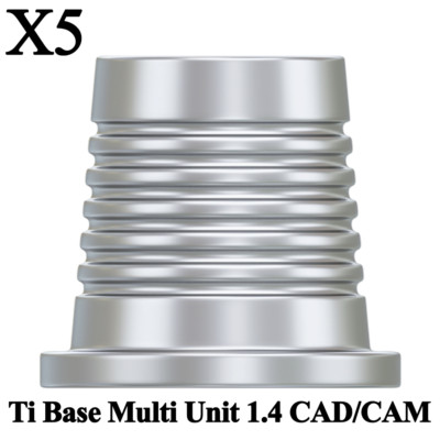 5x Prosthetic Ti Base Titanium Multi Unit 1.4 CAD/CAM Dental Lab Library Digital