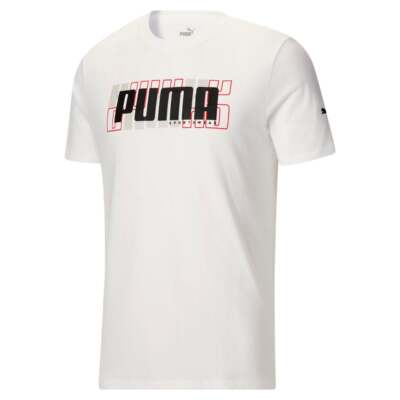 

Puma Athletic Block Graphic Crew Neck Футболка с коротким рукавом мужская белая спортивная C, Белый, Puma Athletic Block Graphic Crew Neck Short Sleeve T-Shirt