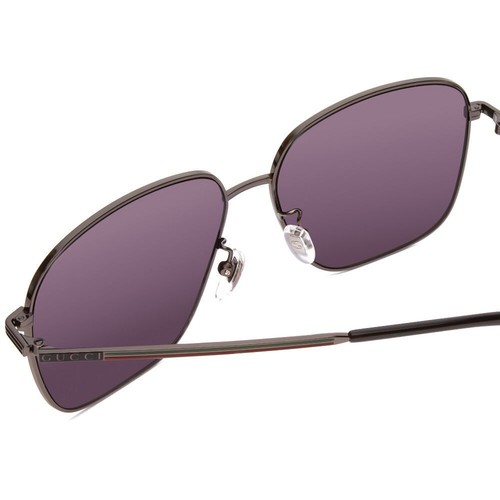 Pre-owned Gucci Gg0987sa-001 Unisex Sunglasses In Ruthenium Silver & Black/grey Smoke 60mm In Multicolor