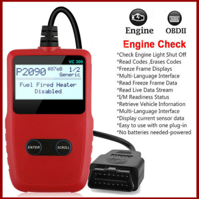 VC309 Auto Car Code Reader EOBD OBDII Check Engine Fault Diagnostic Scan Tool US