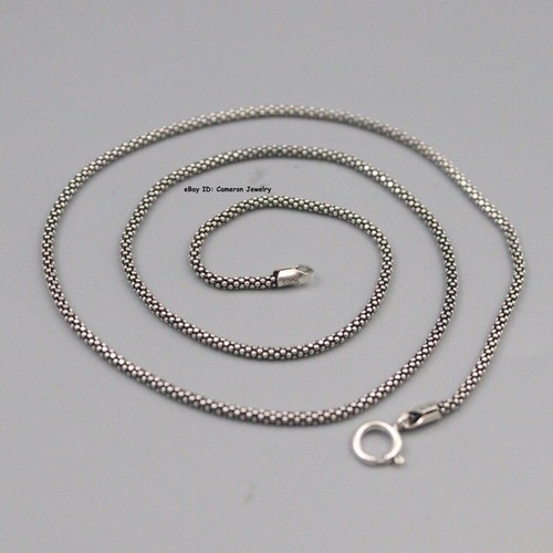 Solid S925 Sterling Silver Chain 1.8mm Popcorn Link Necklace