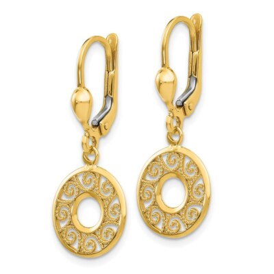Pre-owned Superdealsforeverything Real 14kt Yellow Gold Leverback Filigree Earrings