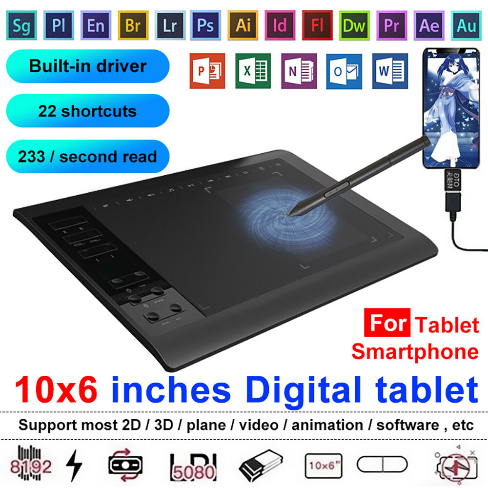 10x6" Digital Graphics Drawing Signature Tablet PC Artist Bo