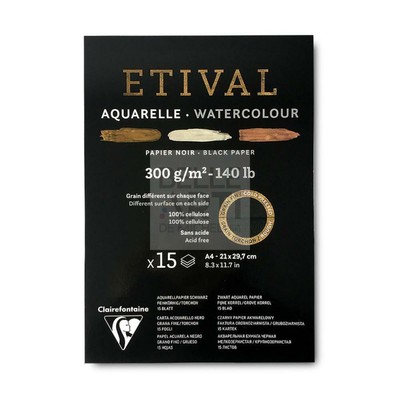 Paper Pad For Watercolour 'Etival' 300 Gr Fine Grit A4 Black Colour