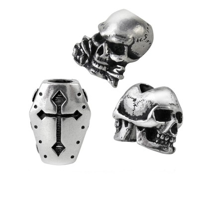Alchemy Gothic Set of 3 Hair Ring Beads Skull Coffin Alchemist Pewter Cast