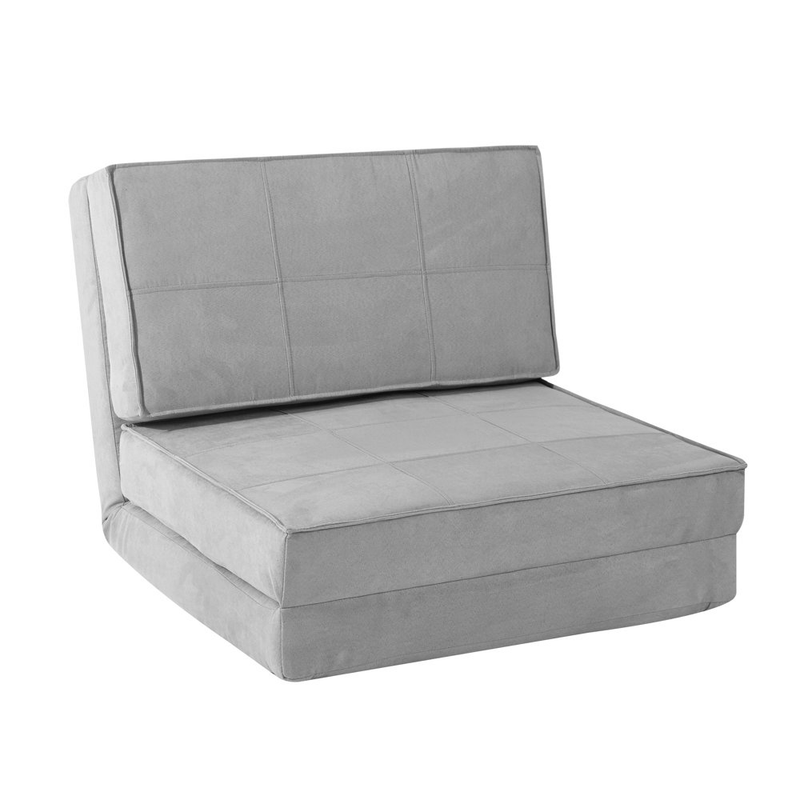 Your Zone Ultra Soft Suede 3 Position Convertible Flip Chair, Silver