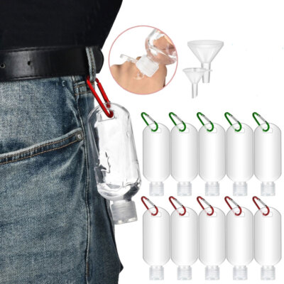 30/60ml Empty Squeeze Refillable Plastic Flip Cap Keychain Leakproof Gel Bottles