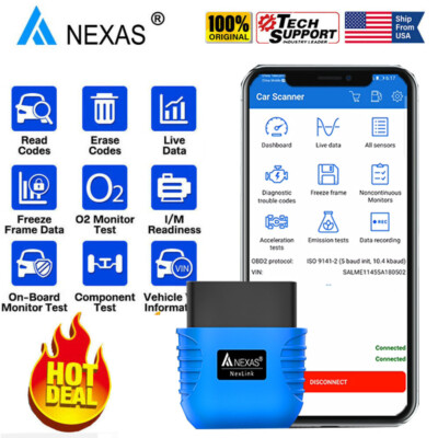 Bluetooth Code Reader OBD2 Scanner Car& Motor Check Engine Fault Diagnostic Tool
