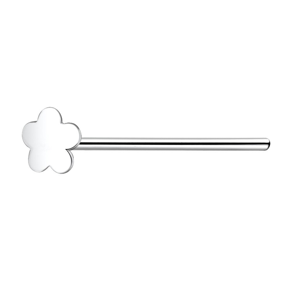 Plain unisex 3mm Flower Top Nose Stud straight bend yourself 925 Sterling Silver