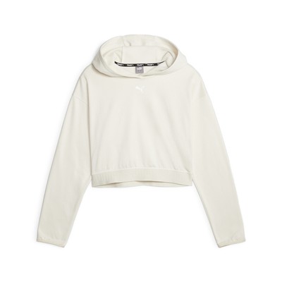 Укороченная толстовка с капюшоном Puma Strong Pwrfleece Женская белая повседневная верхняя одежда 52387687