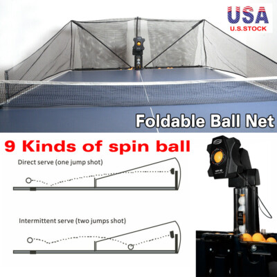 Automatic Table Tennis Robot w/ Foldable Net Ping Pong Training Machine Spinning