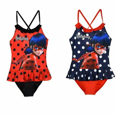 Miraculous Ladybug Kinder Mädchen Badeanzug Bademode Rot Blau Gr. 104-128 NEU