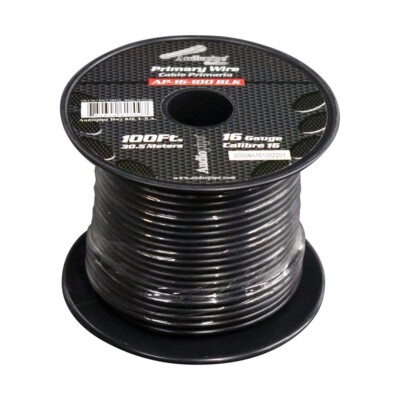 Audiopipe Ap-16-100 Blk Primary Wire 16-Gauge 100 Foot Spool Black