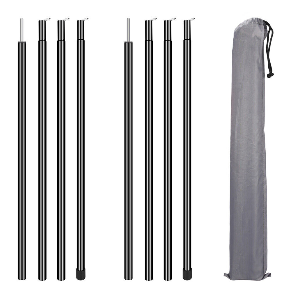 2PCS Tent Pole Telescopic Adjustable Camping Tarp Poles Canopy Awning Shelter 2m