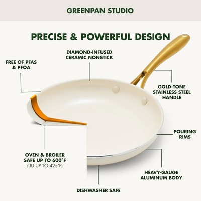 GreenPan Studio 12pc Aluminum Ceramic Nonstick Cookware Set Linen