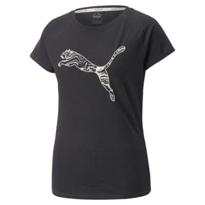 

Puma Run Logo Crew Neck Short Sleeve Athletic TShirt Womens Black Casual Tops 52, Черный