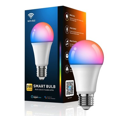 Smart Light Bulb 60W Equivalent A19/E26 LED Color Changing 50+ DIY Scenes Mus...