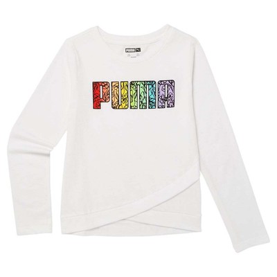 Puma Long Sleeve Fashion TShirt Infant Boys White Casual Tops 857255-02