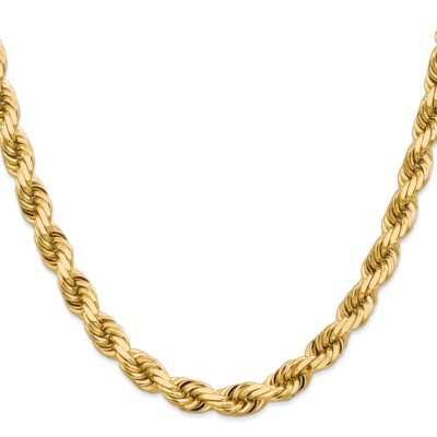 Pre-owned Superdealsforeverything Real 14k Yellow Gold 22 Inch 8mm Diamond-cut Rope Chain