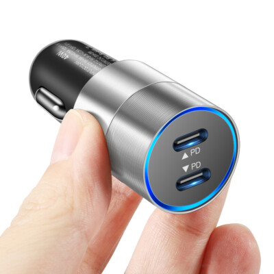 Dual Type C Fast 40W Car Charger Adapter PD Cable For iPhone 14 13 12 11 Pro Max