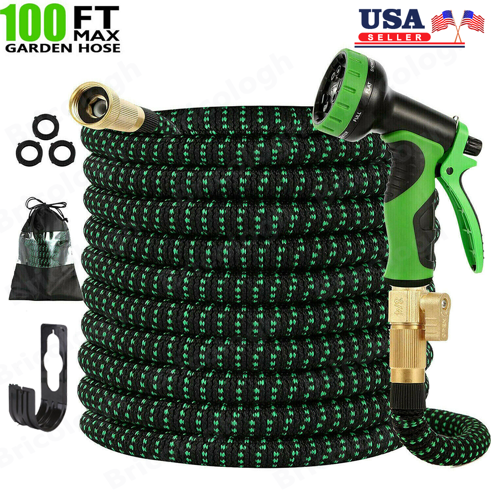 100 Feet Expandable Green Lightweight Heavy Duty Flexible Water Hose