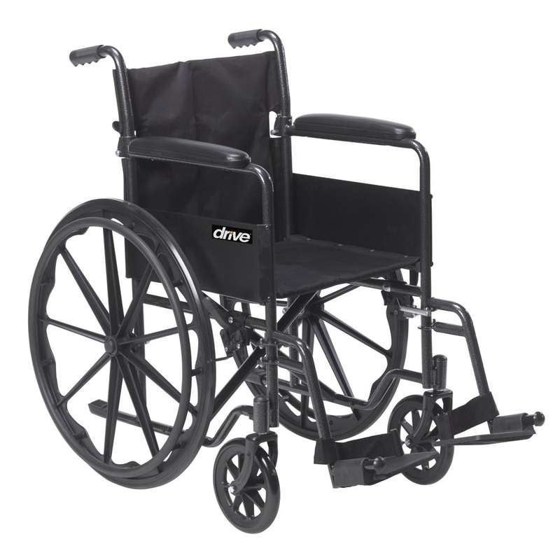 Foldable Manual Wheelchair with Full Arms and Swing Away Removable Footrest